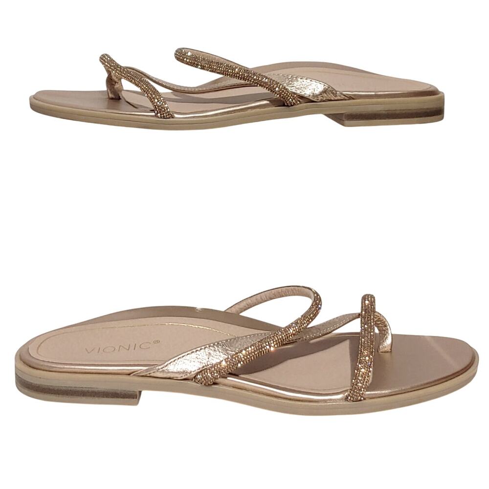 Vionic Prism Sandals Gold Metallic Rhinestone Women's 8M Comfort Slide Orthotic - Picture 2 of 8